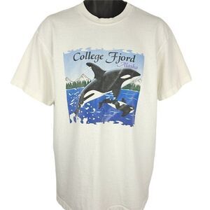 Killer Whale T Shirt Vintage 90s College Fjord Alaska Glaciers Nature Tee Mens